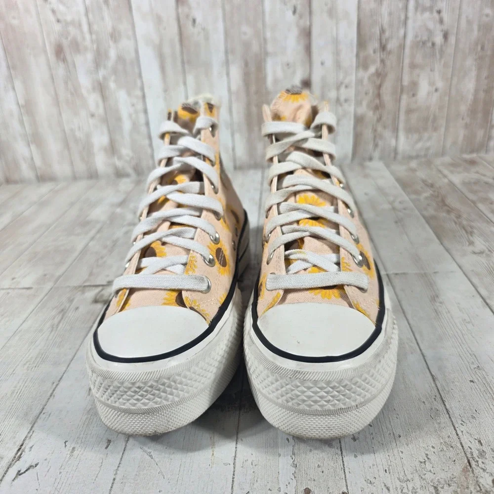 Converse Chuck Taylor All Star Lift Hi Sunflower Peach Platform Sneakers 572403C - Picture 2 of 8